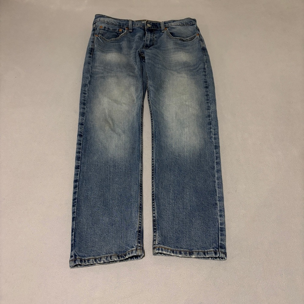 Levis 502 Taper Fit Mens Blue Denim Jeans 32x30 Medium Wash Stretch Casual